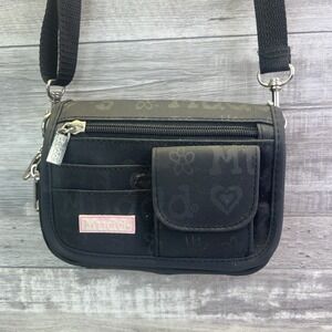 Mudd Vintage Y2K 90s Black Mini Crossbody Cosmetic Organizer Purse Bag Wallet